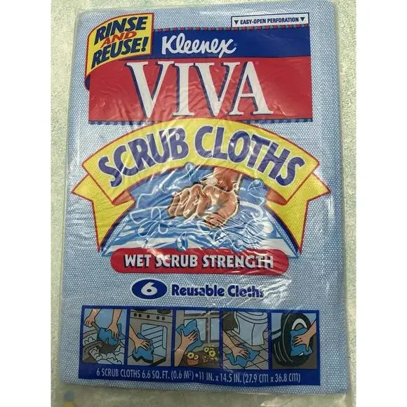 Kleenex VIVA Scrub Cloths Reusable 11" x‎ 14.5” Discontinued - New Unopened - Picture 2 of 4